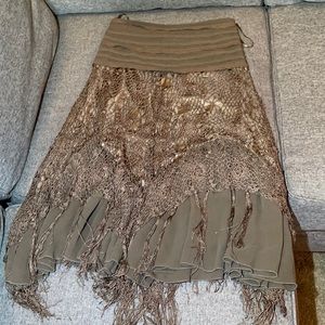 Brown & Gold Shimmering Skirt, Medium